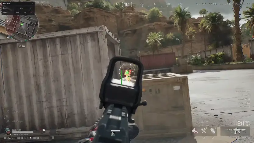 Delta Force Hacks player ESP — enemy outline in the holographic sight on Windows PC